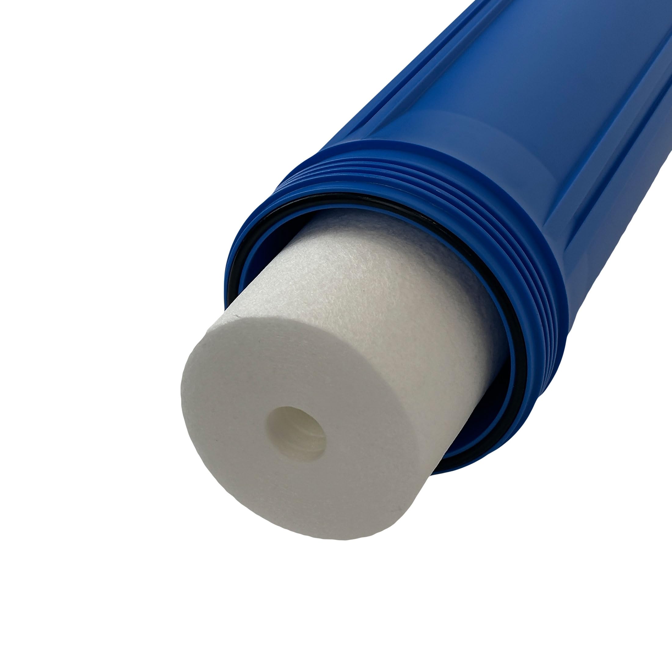 Alloggiamento filtro Neo-Pure nero/blu da 50,8 cm | coppa blu con tappo nero | Nessuna riduzione della pressione o tappo standard | Connessione NPT da 1 pollice | Alloggiamento durevole di filtrazione