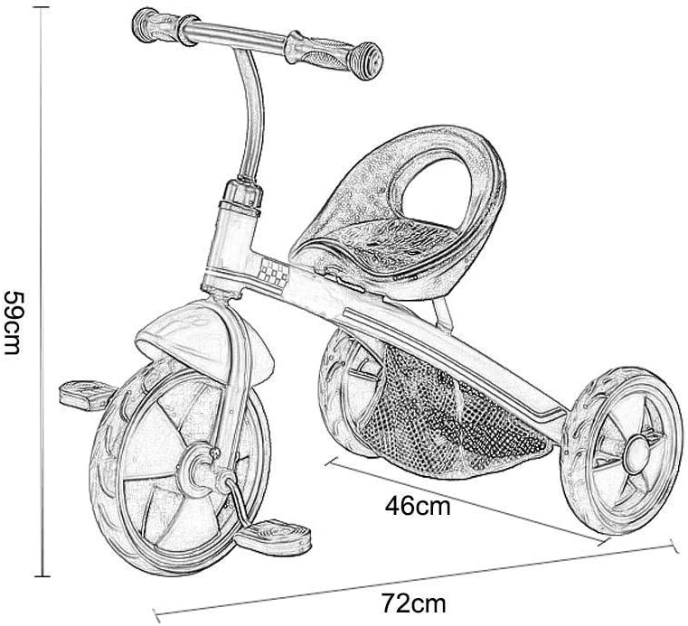 Tricycle Trike, Large Capacity Storage Space Multifunctional Children's Tricycle Foam Wheels, Outdoor Tricycle for 1-6 Year Old Babies, Yellow, 59x72x46cm