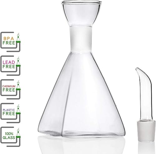 Miniatura 4 de HAIZEEN Dispensador de aceite de oliva y vinagre de 4 onzas sin embudo, decantador de vidrio para cocina, sello de vidrio de laboratorio artesanal