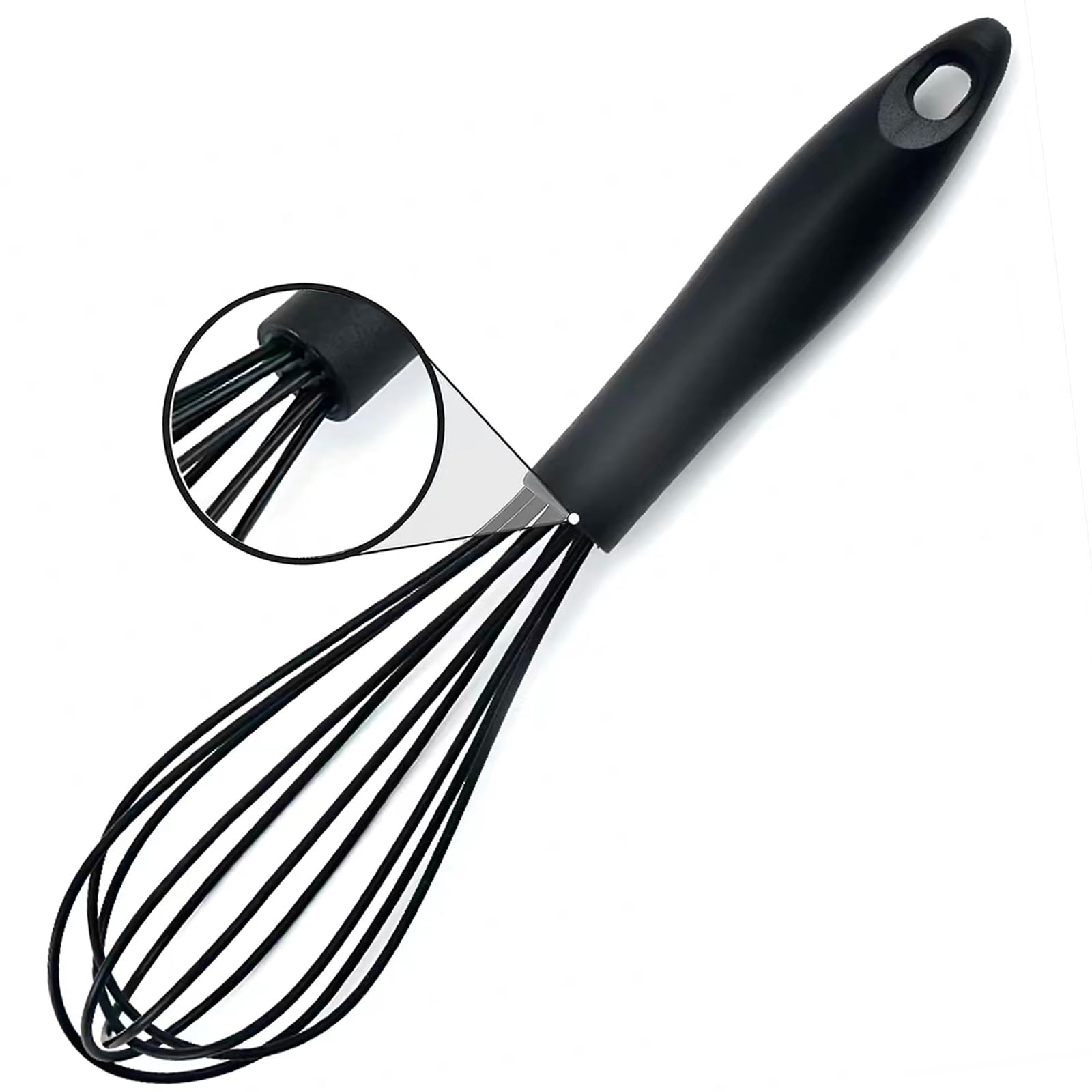 Frusta Da Cucina In Silicone Antigraffio - Manico Ergonomico - Resistente Al Calore - Nero - Per Frullare E Montare - Foto 4