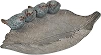 Newman House Studio Leaf Bird Feeder Bath Bowl - Polyresin Songbirds Garden Decor, Outdoor Wild Bird Waterer 12.4x7.5in