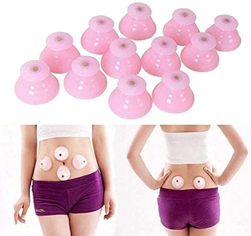 Miniatura 6 de Juego de 12 tazas de ventosas de silicona rosadas, juego profesional de terapia de succión de masaje al vacío, ventosas corporales, taza de masaje,