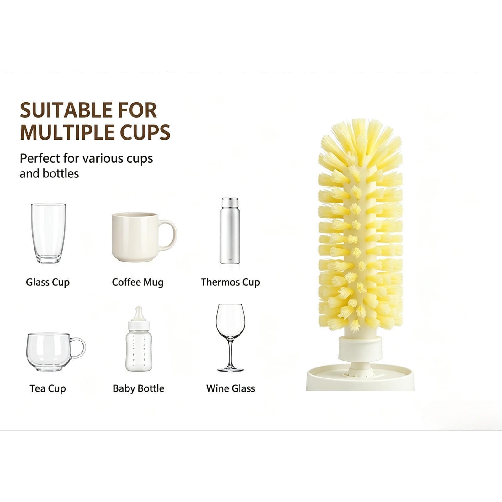 Cepillo eléctrico para botellas, limpiador de tazas giratorio de 60 grados, lavadora multifunción para el hogar, oficina, gimnasio, viajes, café, proteínas, vino, agitador diario, leche