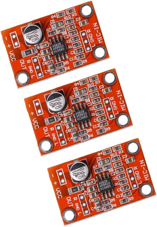 Acxico 3Pcs AD828 Stereo Dynamic Microphone Preamplifier Board Pickup Module DC 3.8V-15V MIC Preamp Module