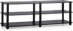 Furinno TV14038EX/BK Turn-S-Tube No Tools 3-Tier Entertainment TV Stands, Espresso and Black