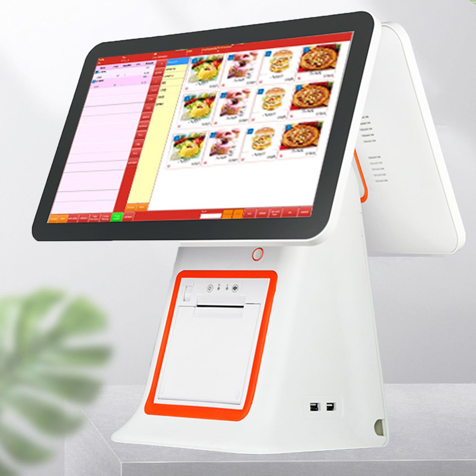 Caisse Enregistreuse Intelligente, Caisse Enregistreuse avec écran Tactile Double écran 15.6 Pouces, Processeur Double cœur, pour la Vente au Détail, la Restauration, l'hôtellerie White-B