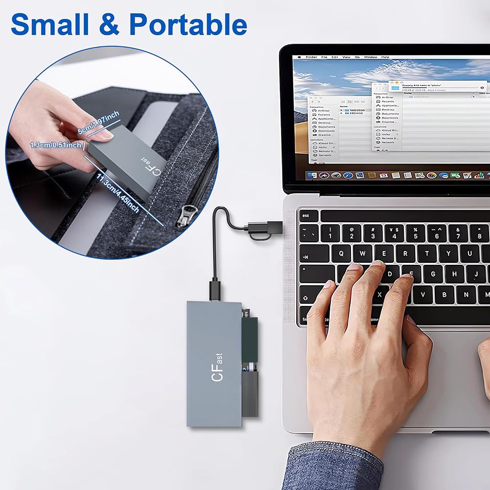 CFast - Lector de tarjetas USB C multifunción 6 en 1 de 5 Gbps para lector de tarjetas CFast/CF/MS/SD/TF/XD