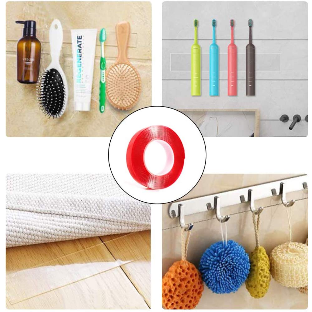 Cinta Adhesiva Nano Reutilizable/Cinta Adhesiva Transparente acrílica multipropósito de Doble Cara/Gel Fuerte extraíble sin Rastro para Colgar Cuadros, Fotos de Pared