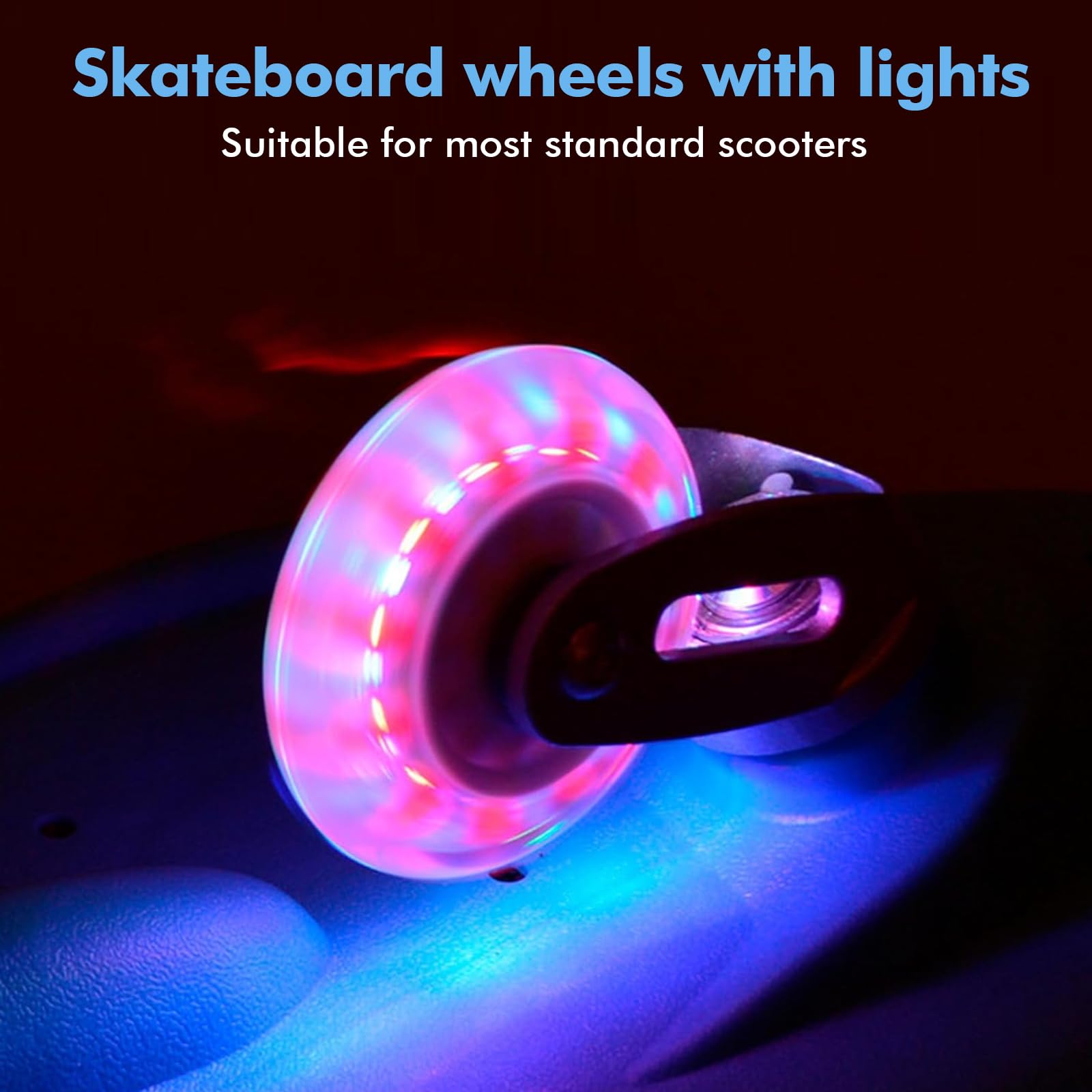 Ruote luminose per monopattino Stunt 100mm: WIYETY 2 ruote per monopattino con luci LED e cuscinetti ABEC-9, ruote luminose per tutti i monopattini con ruote da 100mm