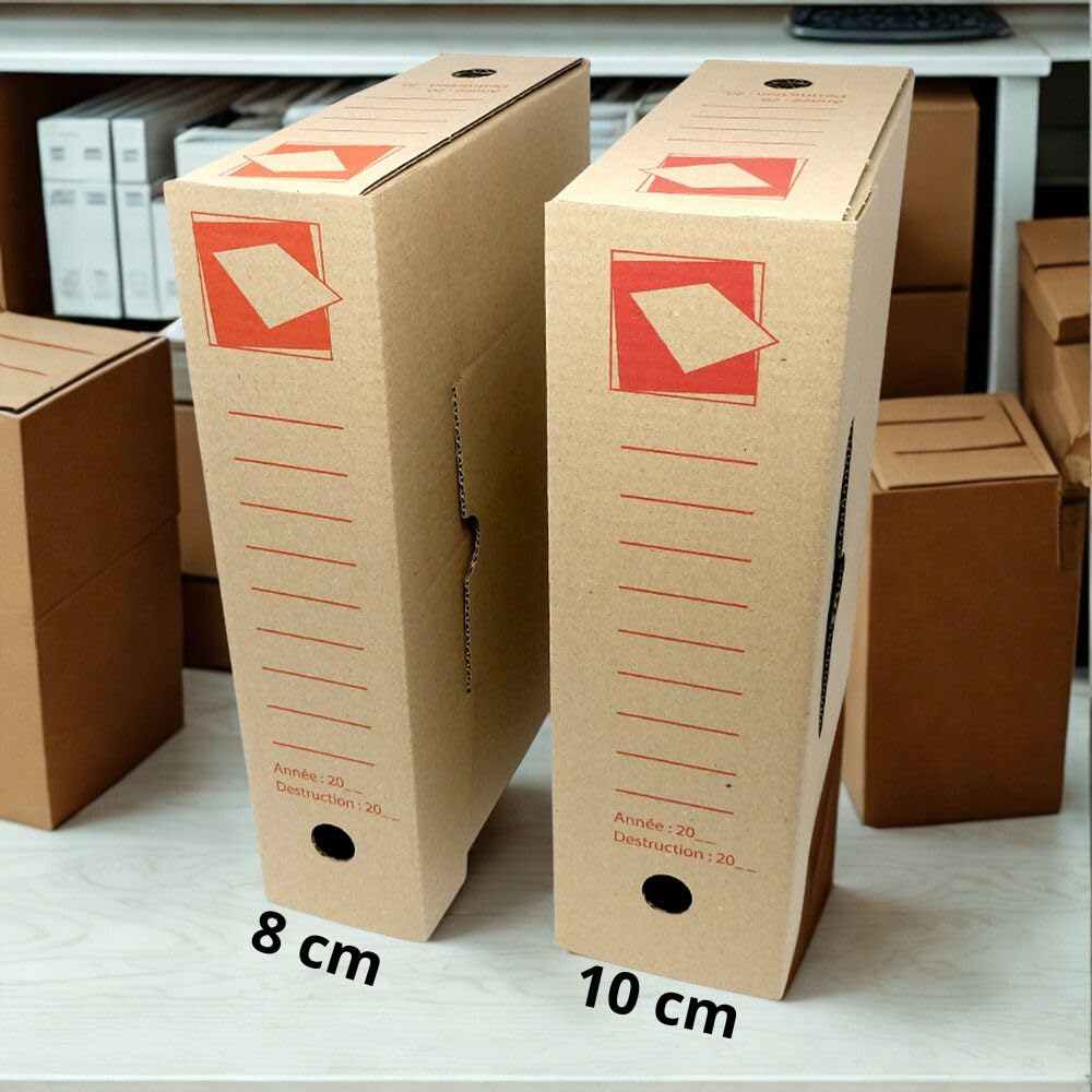 Générique Lot de 20 Boîtes à Archives Economiques Eco-Responsables | 100% Carton Kraft Brun Recyclé Normes FSC | Dos 10 cm | Rangement & Classement Documents Factures Contrats Catalogue (DOS 10 CM)
