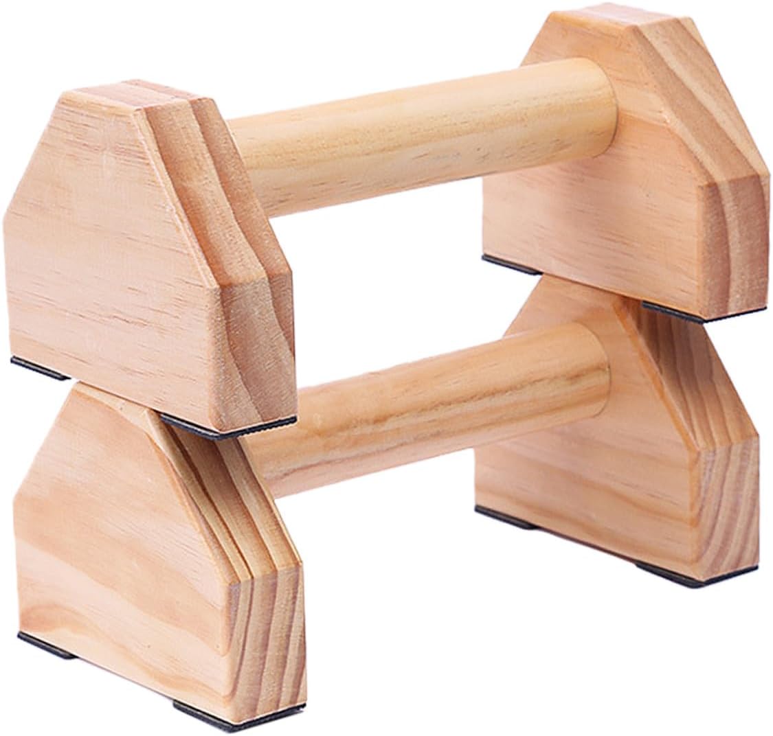 Didiseaon Solid Wood Push-up Bracket Pair, Muscle Training Fitness Equipment with Handstand Bars for Home Strength Training and Calisthenics