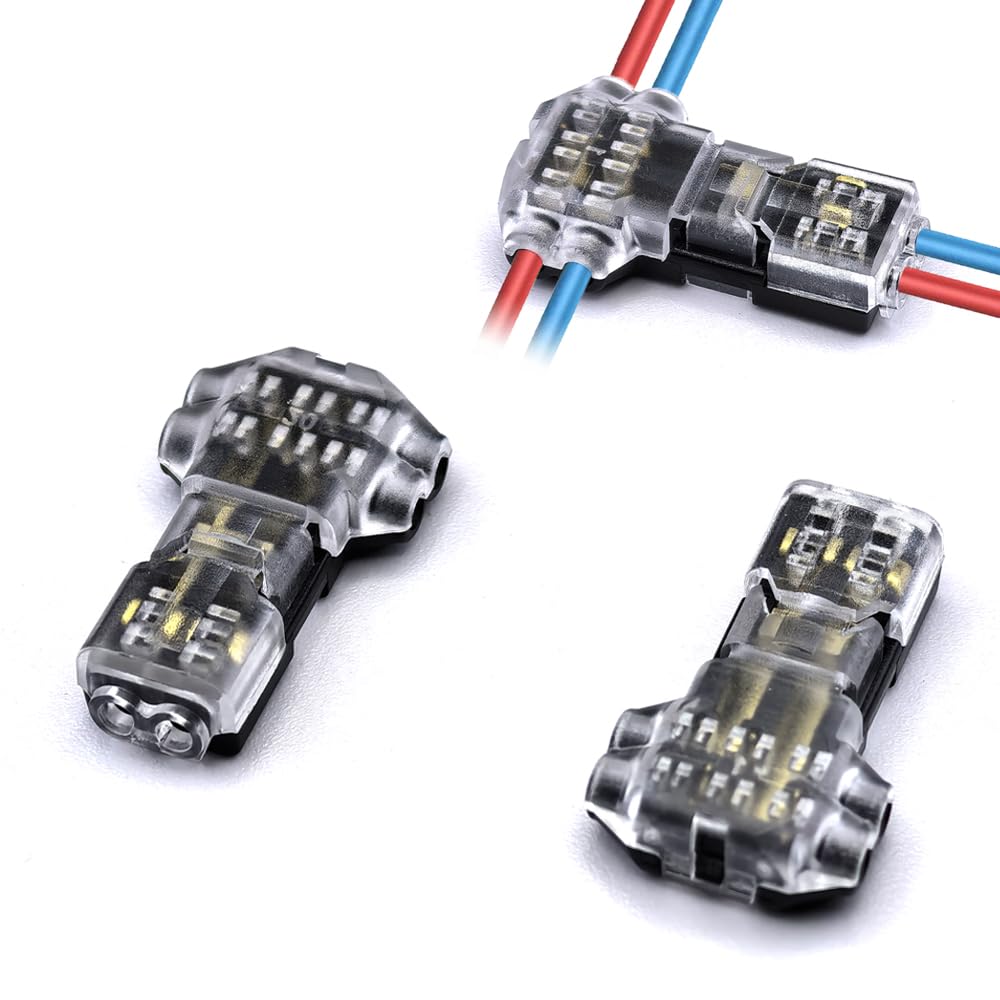 Universal Compact Wiring Splicing Conector 10/30/50pcs Low Voltage Lead Connector 2-pin 2-Channel 300v 10a Universal Compact Lead Connector, Suitable for 24-20AWG Cables(30 PCS)