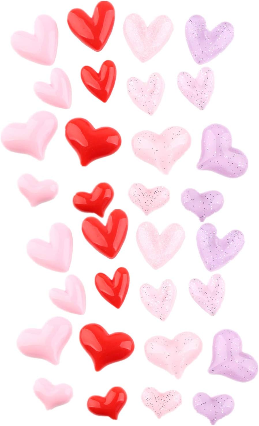 30 Pack Cute Heart Plastic Beads Fruit Dessert Ice Cream Resin Charms Slices Flatback Buttons for Handcraft Accessories Scrapbooking Phone Case Decor (Heart)
