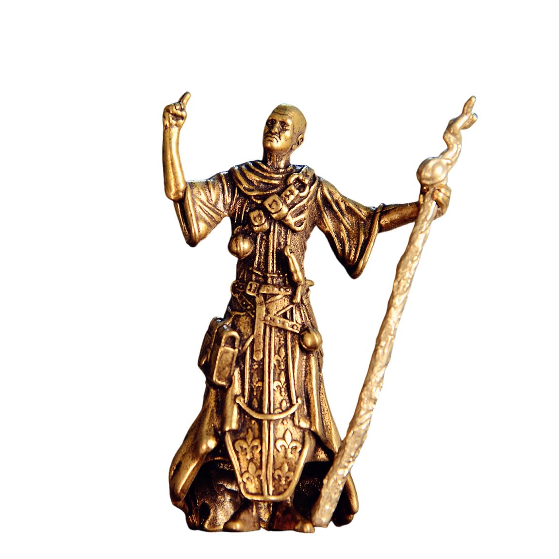 Huolimxun Retro Solid Brass Staff Mage Ornaments, Mini Practicing Mage Desktop Crafts