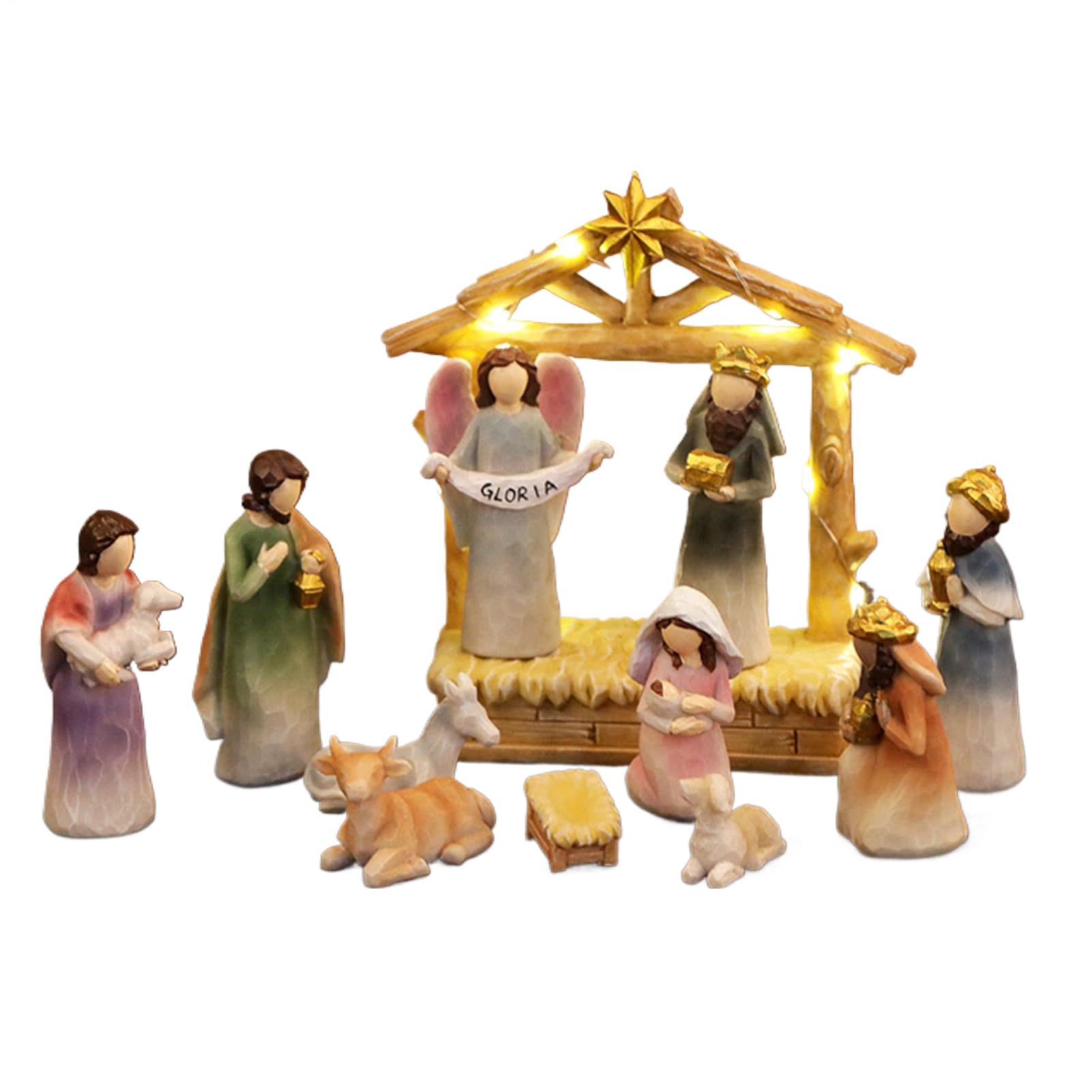 Set Presepe Mangiatoia Di Natale Decorazioni Stagionali Articoli per Feste | Statua In Resina Presepe Mangiatoia Natività Natalizia Decorazioni Casa Ringraziamento Compleanno Festa Stanza Scrivani