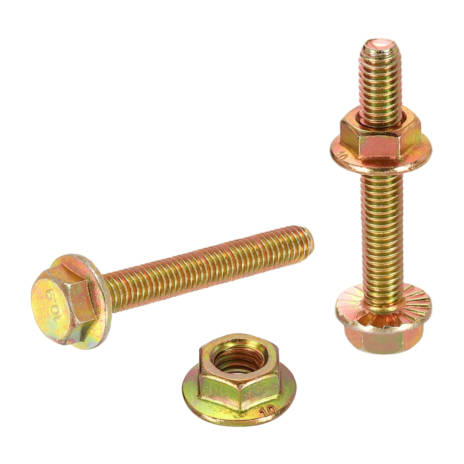 sourcing map M6 x 40mm Flanged Hex Head Bolts, 20Pcs Zinc-Plated Carbon Steel Flange Hexagon Screws with Nuts, Fully Threaded, for Machinery Industry Home Appliances