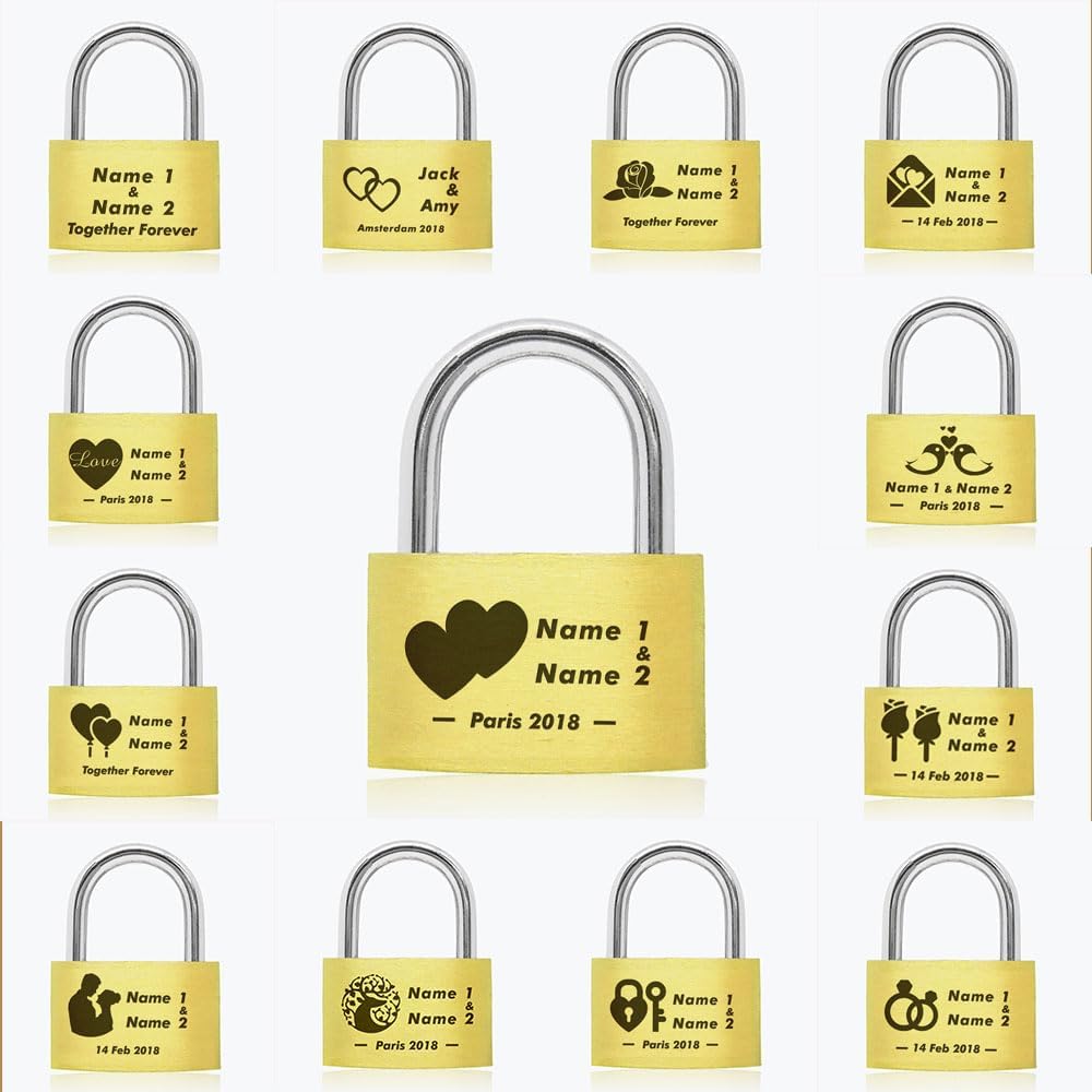 Personalised Engraved PadlockWedding | Annivesary Gift | Present Love Lock Comes in Gift Box Hand Finished in UK(Double Hearts)