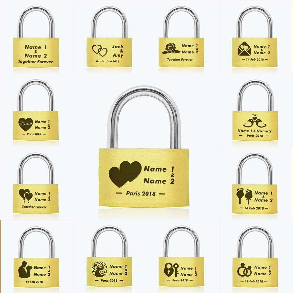 Personalised Engraved PadlockWedding | Annivesary Gift | Present Love Lock Comes in Gift Box Hand Finished in UK(Double Hearts)