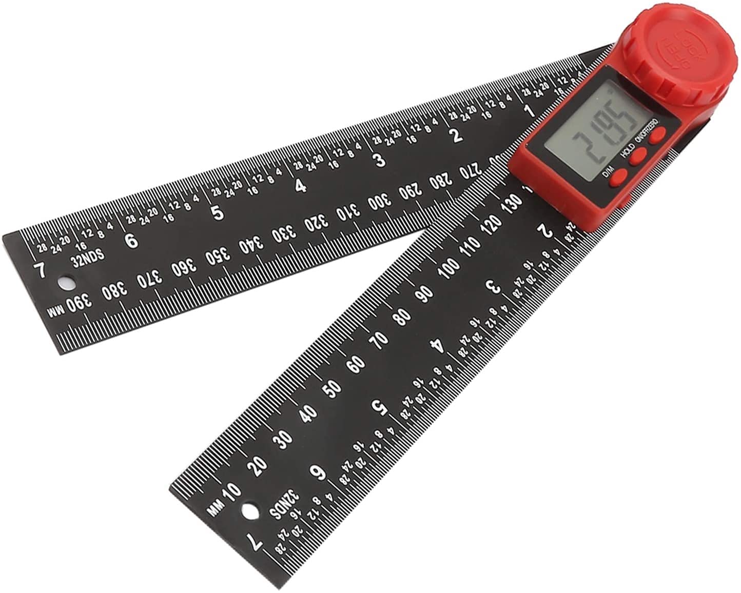 Celownik kątowy, miarka kątowa, celownik kątowy Linijka Kątomierz Narzędzia pomiarowe 7 cali / 200 mm 360 ° Goniometr LCD Kątomierz z funkcją zerowania, zatrzymania danych i blokady Kątomierz