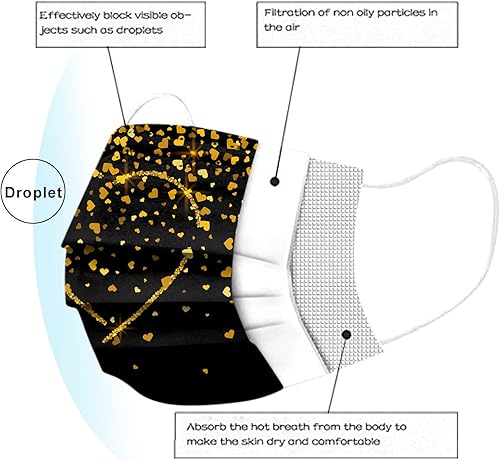 Miniatura 6 de Paquete de 50 mascarillas desechables para mujer día de San Valentín vacaciones parejas transpirables con filtro de 3 capas