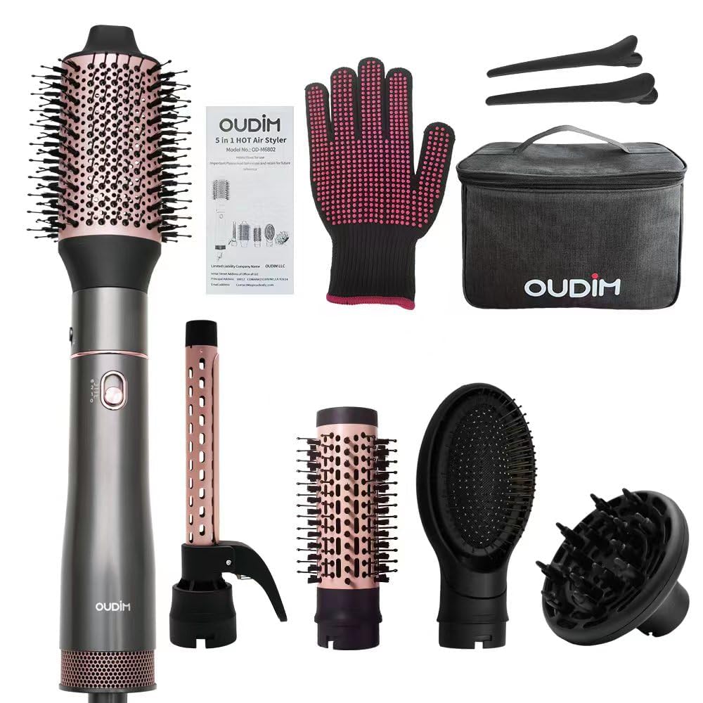 5-in-1 Negative Ion Hot Air Hair Styler Brush Set