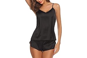 Satin Pajamas Set for Women Soft Silk Pjs Camisole Pajamas Lingerie Nightwear