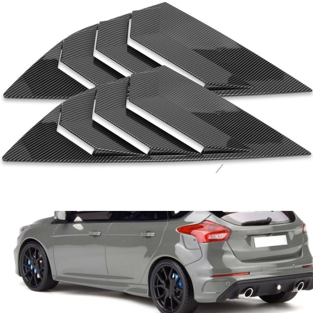 SPYKEY Pièces décoratives de Stores de Lunette arrière de Voiture pour Ford Focus St RS MK3 2012-2018 Hatchback,Persiennes de fenêtre latérale arrière Accessoires,B-Carbon Pattern