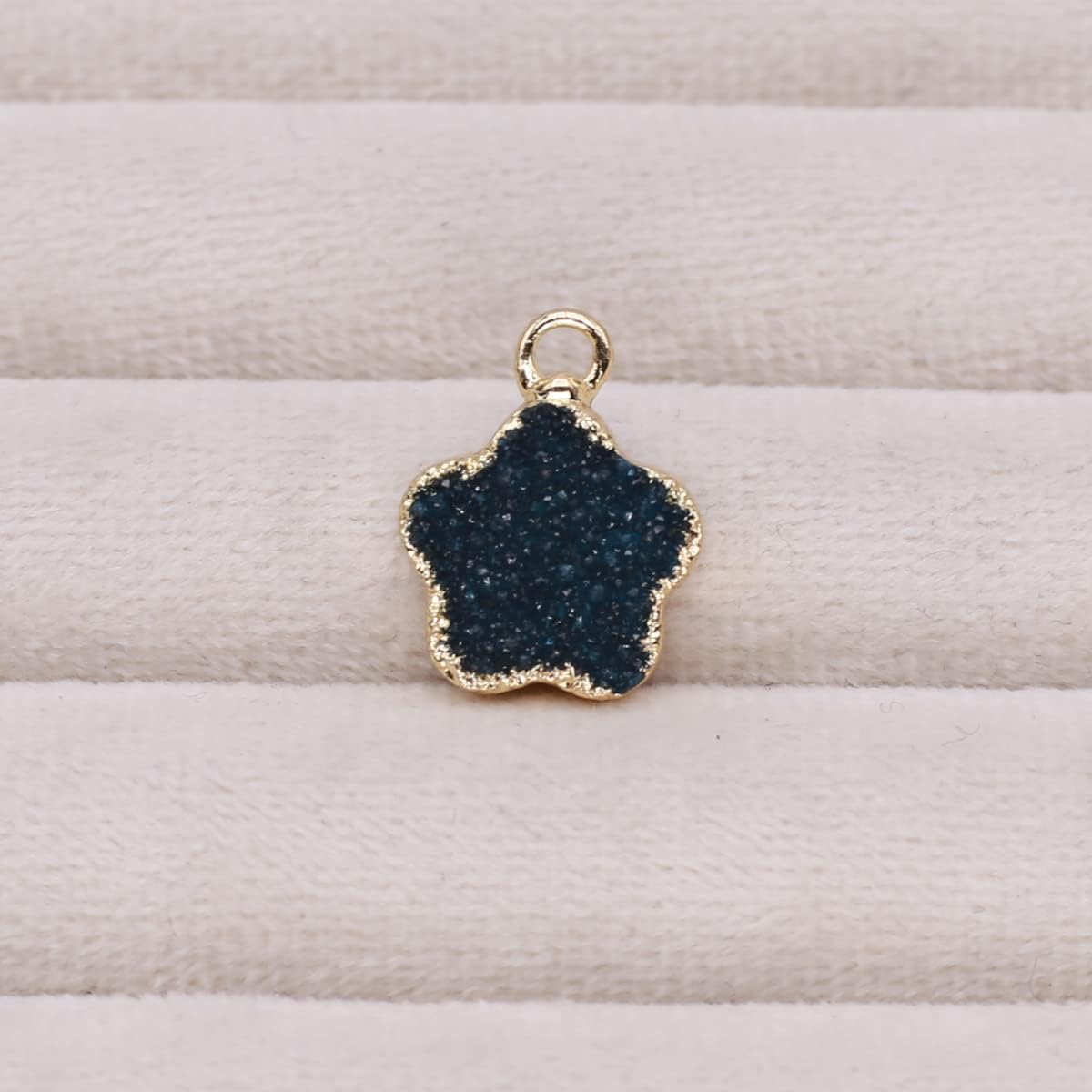 LE SKY 6 Pcs Natural Stone Pendants Pentapetal Flower Shape Healing Colorful Geode Agate Stone for Jewelry Making Necklace Decoration - Image 7