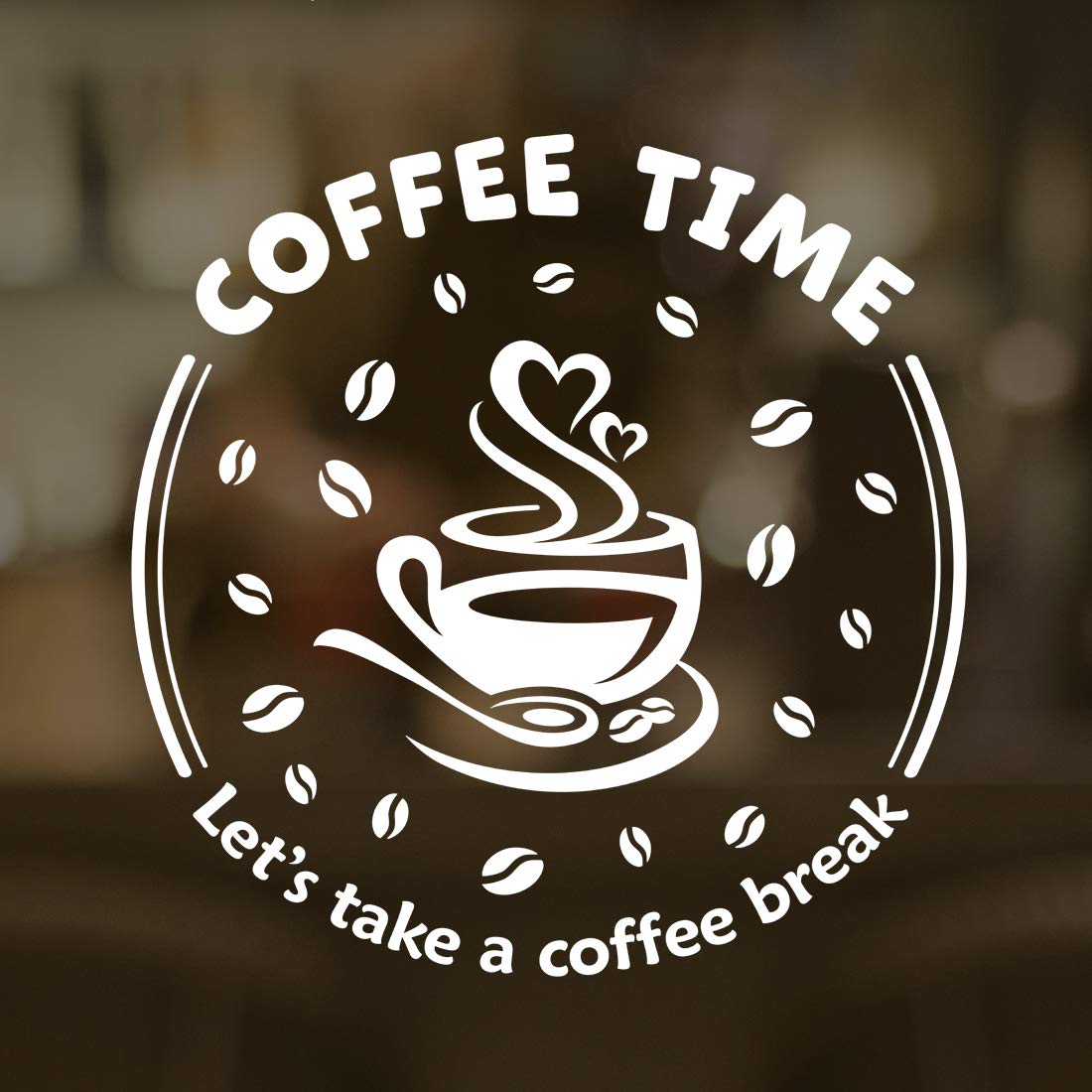 Wall4stickers White Coffee Time Break Wall Art Kitchen Stickers Sign Decoration Decal Cup Vinyl Tile Removable Adhesive Decor Quote Window Shop Poster Transfer Tea Mural Love Quotes Print Transfers Lettering…