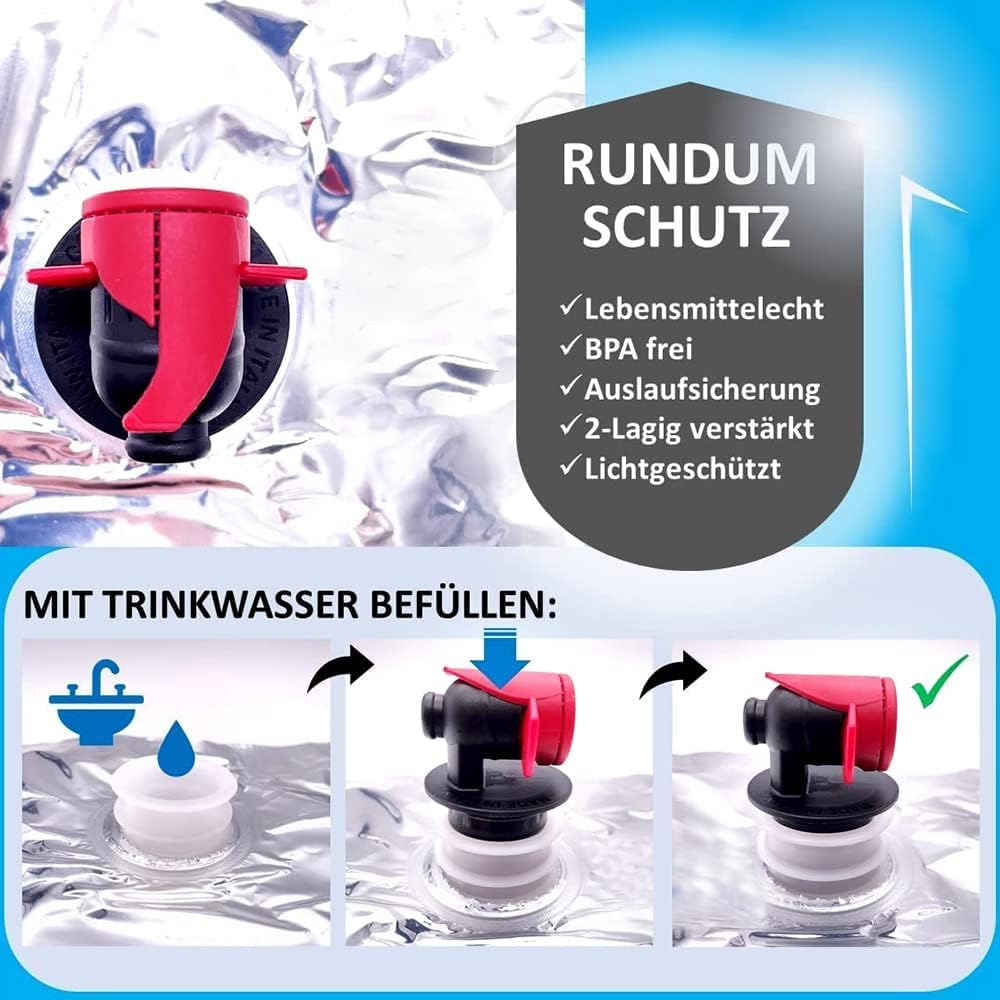 Wasserbeutel, 6 x 15 Liter Prepper Wasser Notfallpflegebeutel können frei im Raum aufbewahrt werden