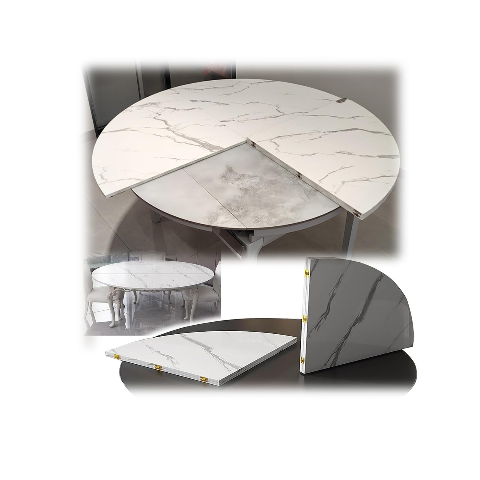 Table à manger ronde pliable gain de place en bois pour petits espaces