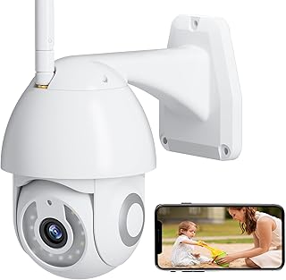 SURFOU 2K Security Camera Outdoor, 360° Pan-Tilt View, 3MP PTZ Auto Tracking Wifi Camera Outdoor, Ip Camera, Motion Detection, 2-Way Audio, Color Night Vision, IP65 Waterproof, Cloud &SD Card