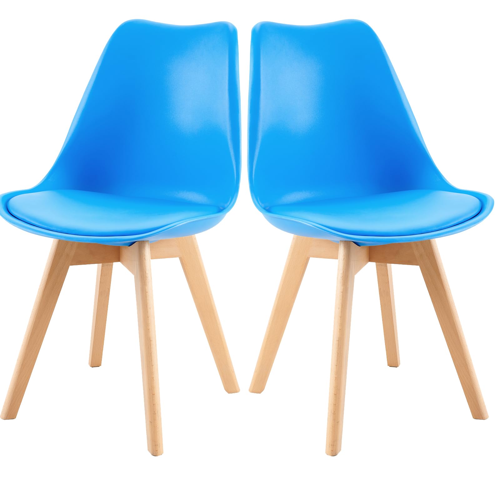 buybyroom - Silla escandinava (2 unidades, silla de comedor, silla moderna y patas de madera, sillas de cocina, sillas de salón, para cocina, comedor, sala de estar, dormitorio, azul Klein