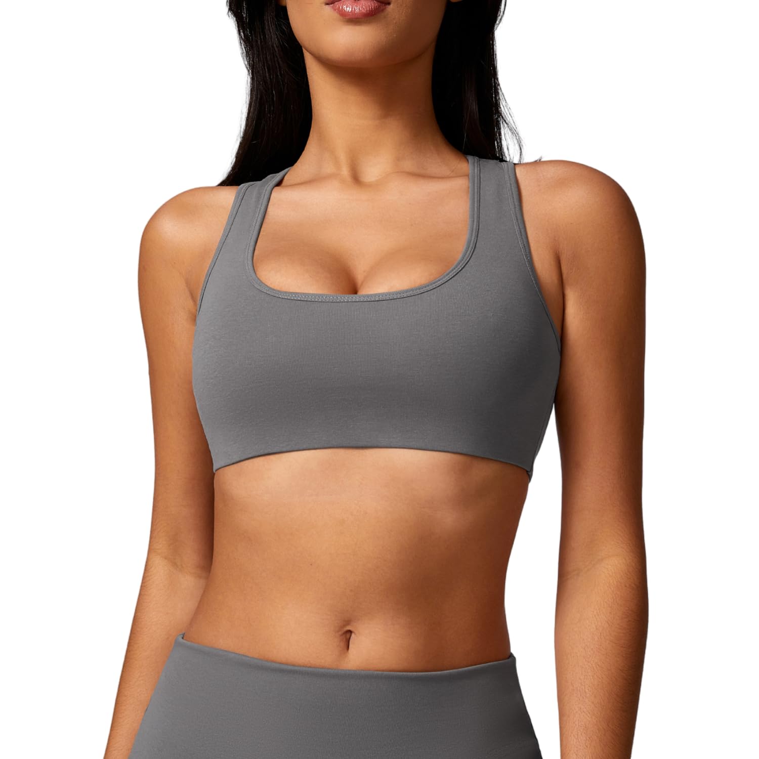 Generic Padded Racerback Sports Bra - Wireless Compression Support for Yoga