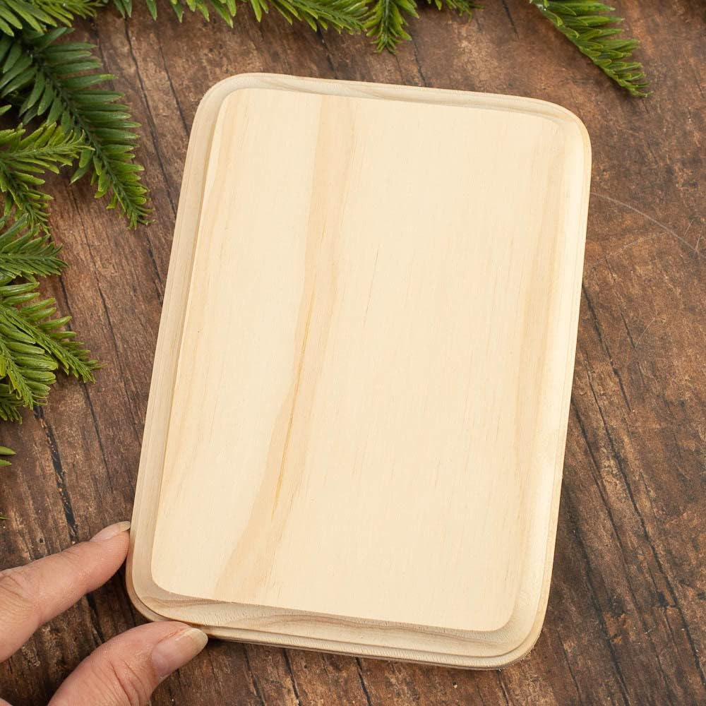 Pack of 4 Unfinished Wood Beveled Edge Rectangle Plaques from Factory Direct Craft - Blank Wooden Rectangle Signs for DIY Crafts and Projects (7" H x 5" W)