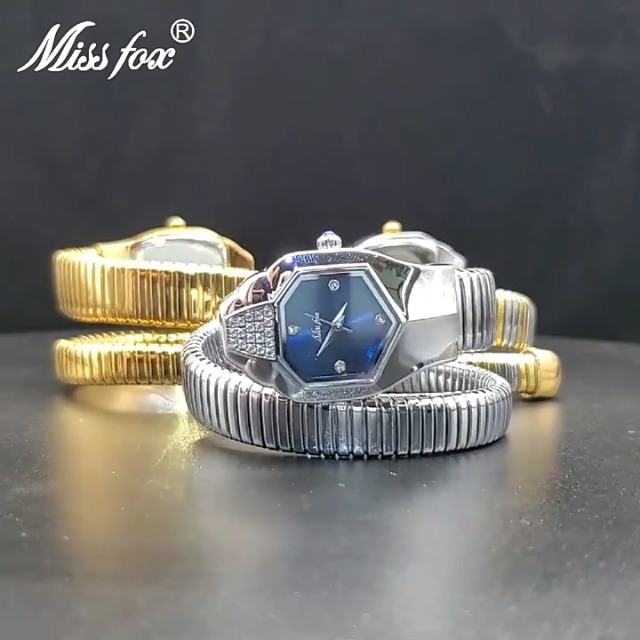 Montre Femme Occasion - Style Peau De Serpent, Cadran Cristal, Mouvement Quartz