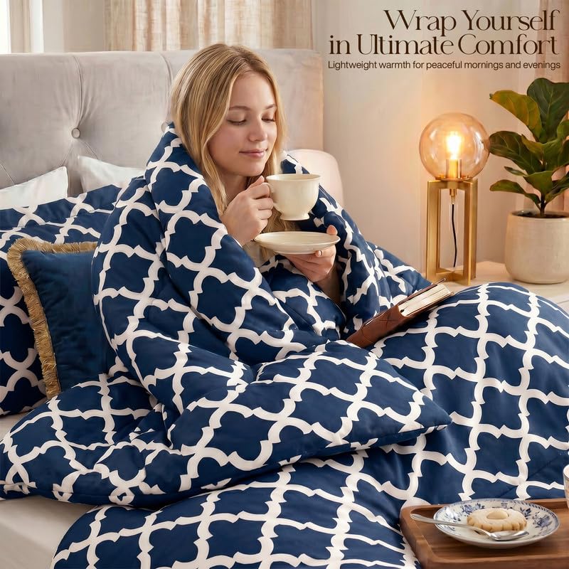 Image of Utopia Bedding 2 Pc Twin Comforter Set, Printed Comforter, Navy