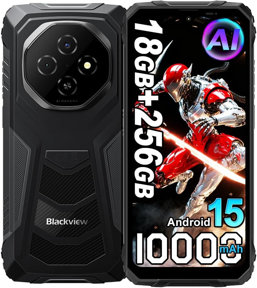 Rugged Phone 18GB+256GB/2TB, Android 15 Rugged Smartphone Gemini AI,10000mAh Battery,16MP AI Camera,6.56'' 90Hz Display, IP68/69K Waterproof Smartphone NFC,OTG,GPS, Face ID, Fort 1