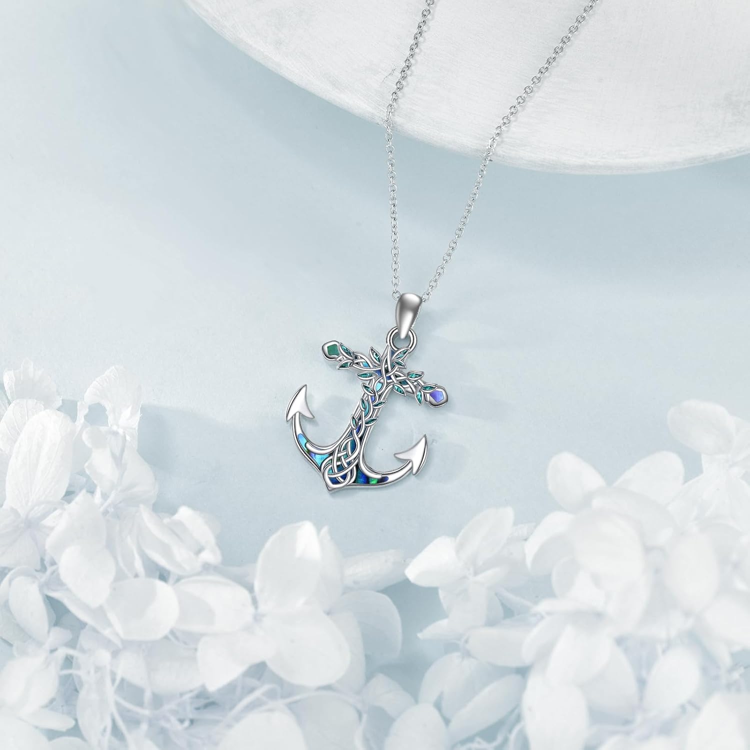 Anchor Necklace for Women Sterling Silver Tree of Life Pendant Necklace Nautical Sailor Jewelry for Women - Image 5