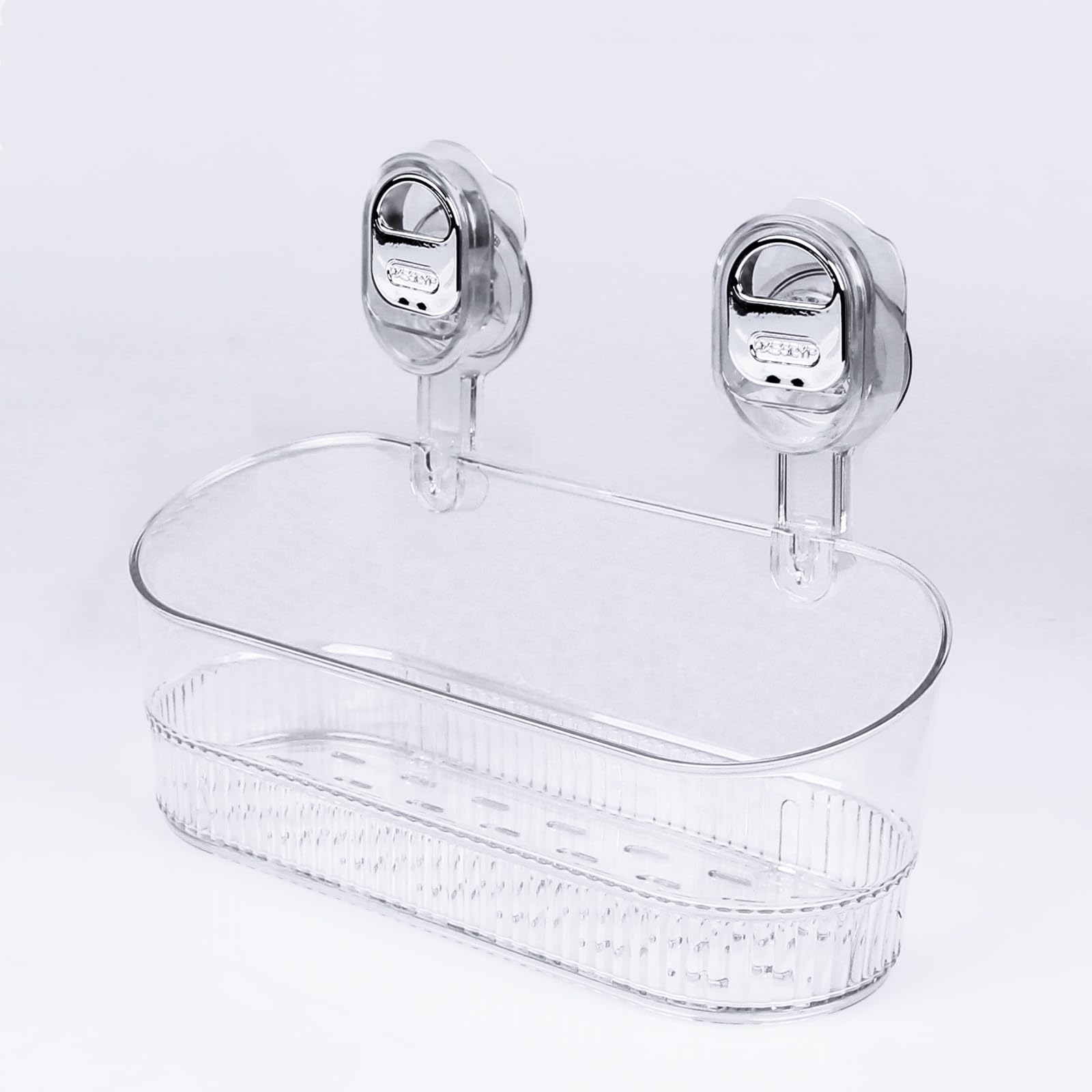Kafenda Transparent Suction Shower Caddy No-Drilling Bathroom Storage Waterproof Shower Shelf