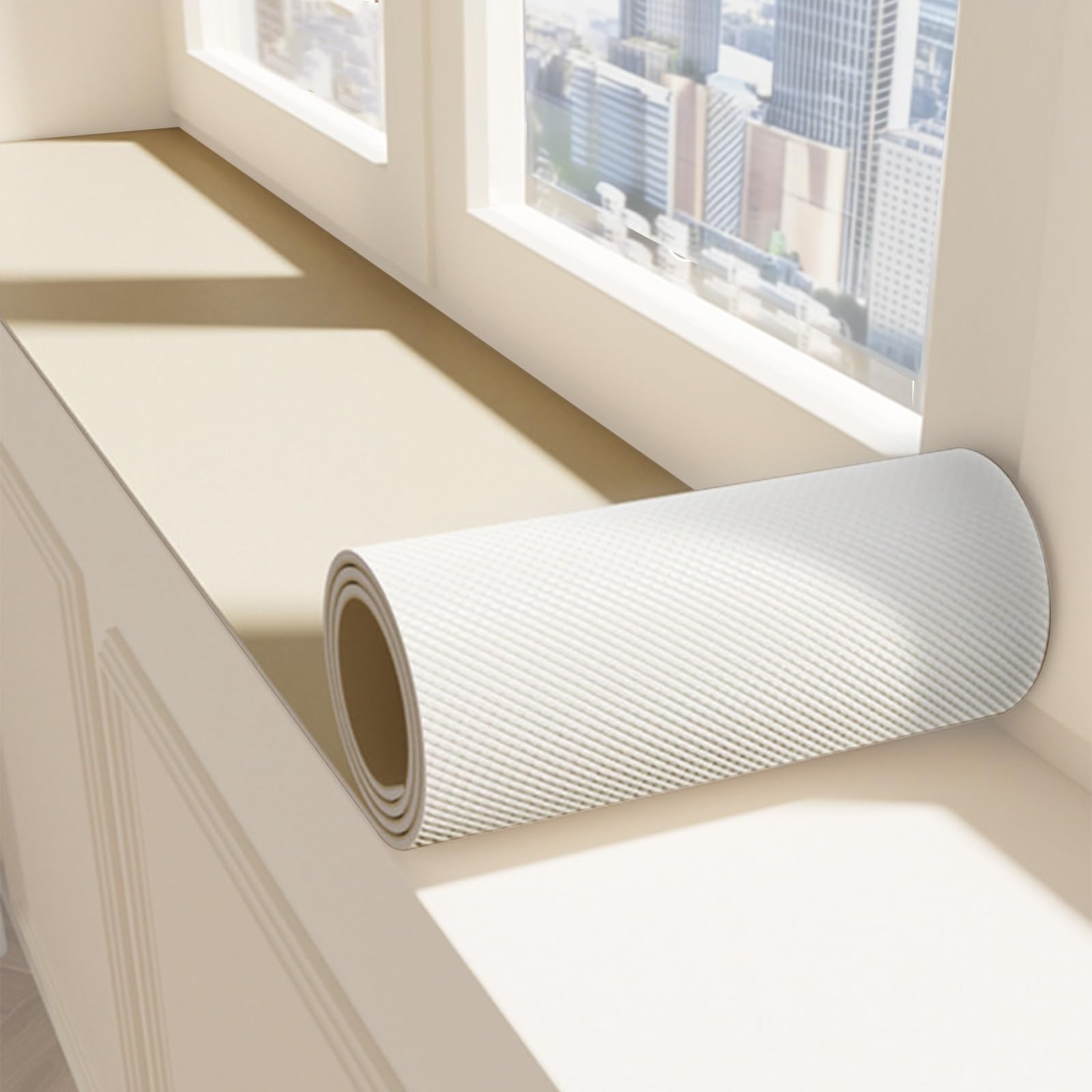 Protection de rebord de fenêtre en silicone beige lavable et découpable