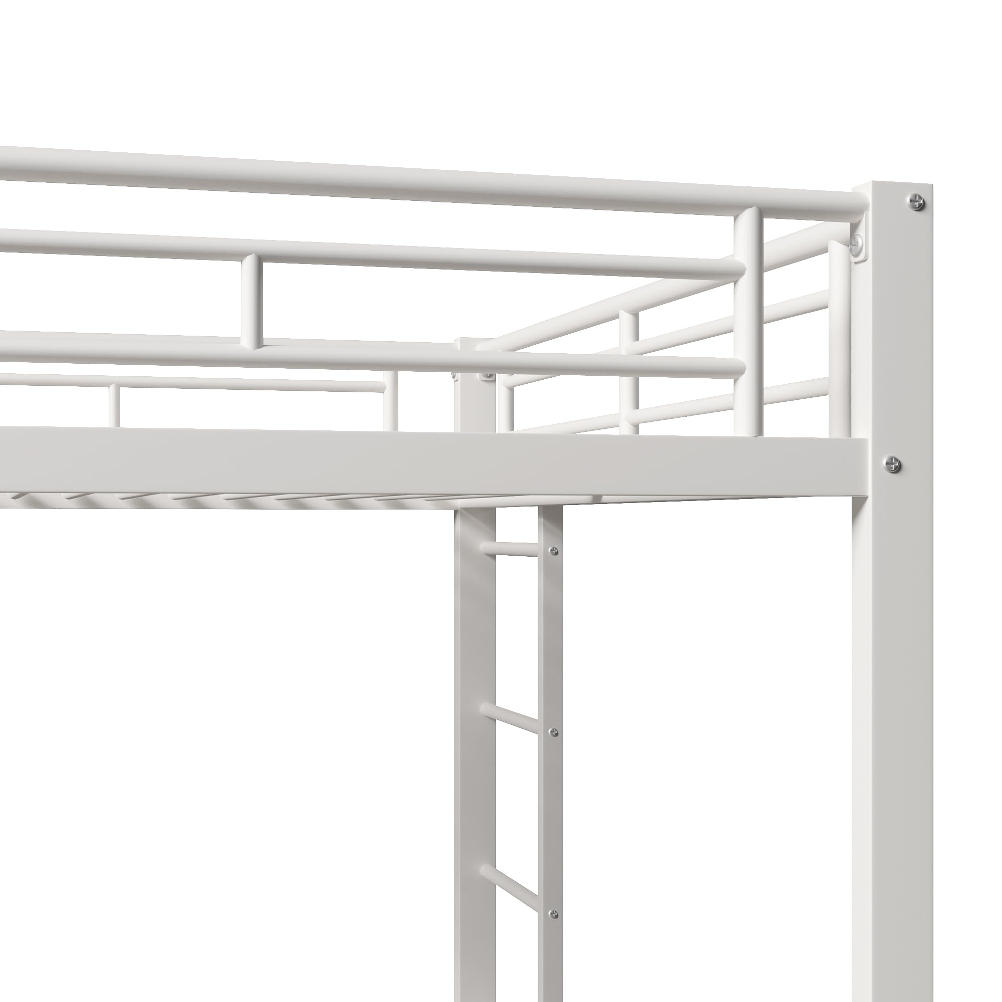 Moimhear 140 x 200 cm, letto a castello, letto con telaio in ferro, letto per bambini, dotato di letto estraibile (90 x 190 cm), ringhiera alta, senza materasso (bianco)
