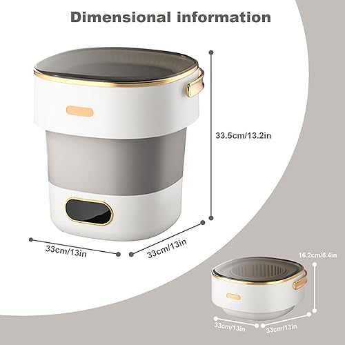 Miniatura 7 de Garvee Mini lavadora y secadora portátil, 13L plegable y compacta, pequeña lavadora totalmente automática, 3 modos de limpieza, lavadora plegable