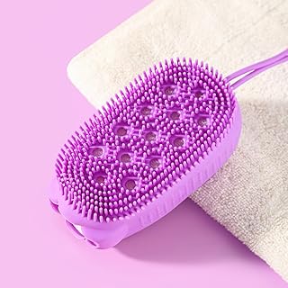 1PC Silicone Body Brush, Shower Exfoliating Scrubber, Soft Shower Loofah Bath Cleaning Massage Tool,Purple