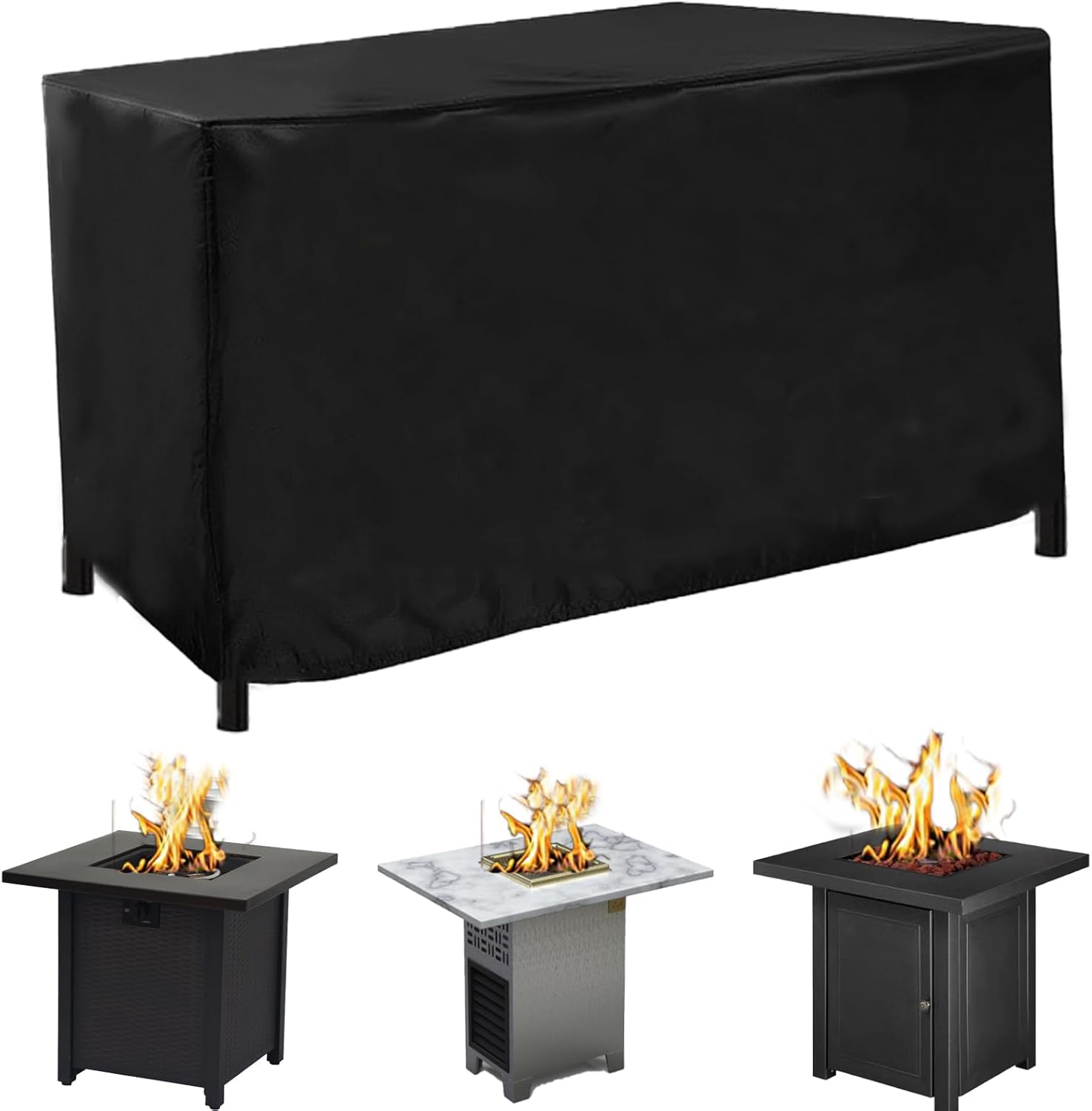Fire Pit Cover-43"L x 22"W x 25"H,Waterproof Patio Outdoor Cover,600D Heavy Duty Fabric with PVC Coating,Weather Resistant,Fit for Table Propane Gas Firepit