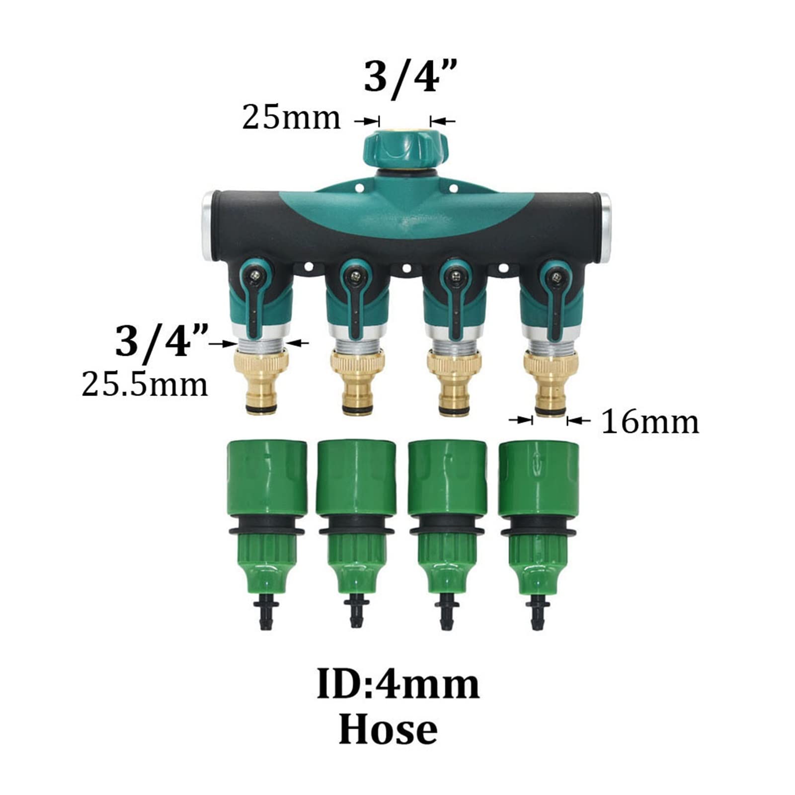 Rosca de latón de 3/4 de pulgada Divisor de agua del grifo de 2 vías Válvula de riego en Y de cobre 5/8 quot; Adaptador de grúas de conector rápido 1 Uds (Size : K)