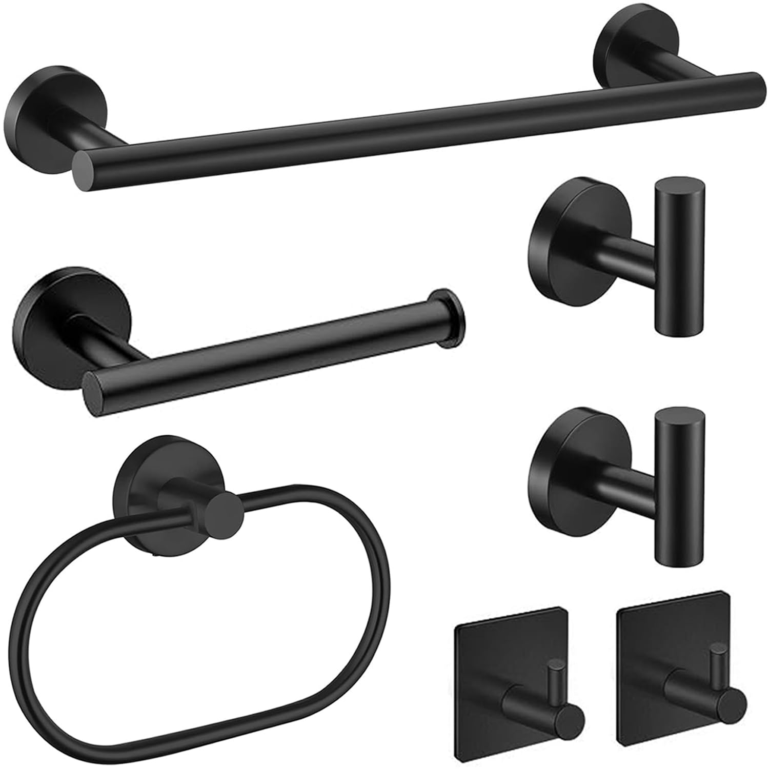 7-Piece Bathroom Accessories Set, Black Towel Rack Towel Holder Towel Bar, Towel Racks for Bathroom SUS304 Stainless Steel, Bathroom Towel Holder Towel Rack Wall Mounted, Black