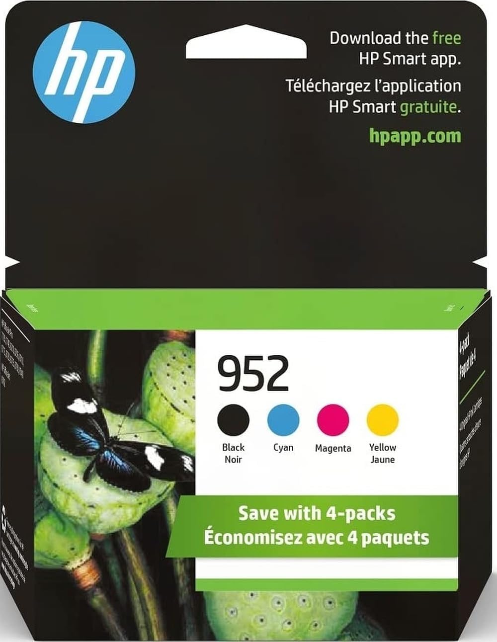 HP 952 Black, Cyan, Magenta, Yellow Ink Cartridges (4-Pack) | Works with OfficeJet 8702, Pro 7720, 7740, 8210, 8710, 8720, 8730, 8740 Series | X4E07AN