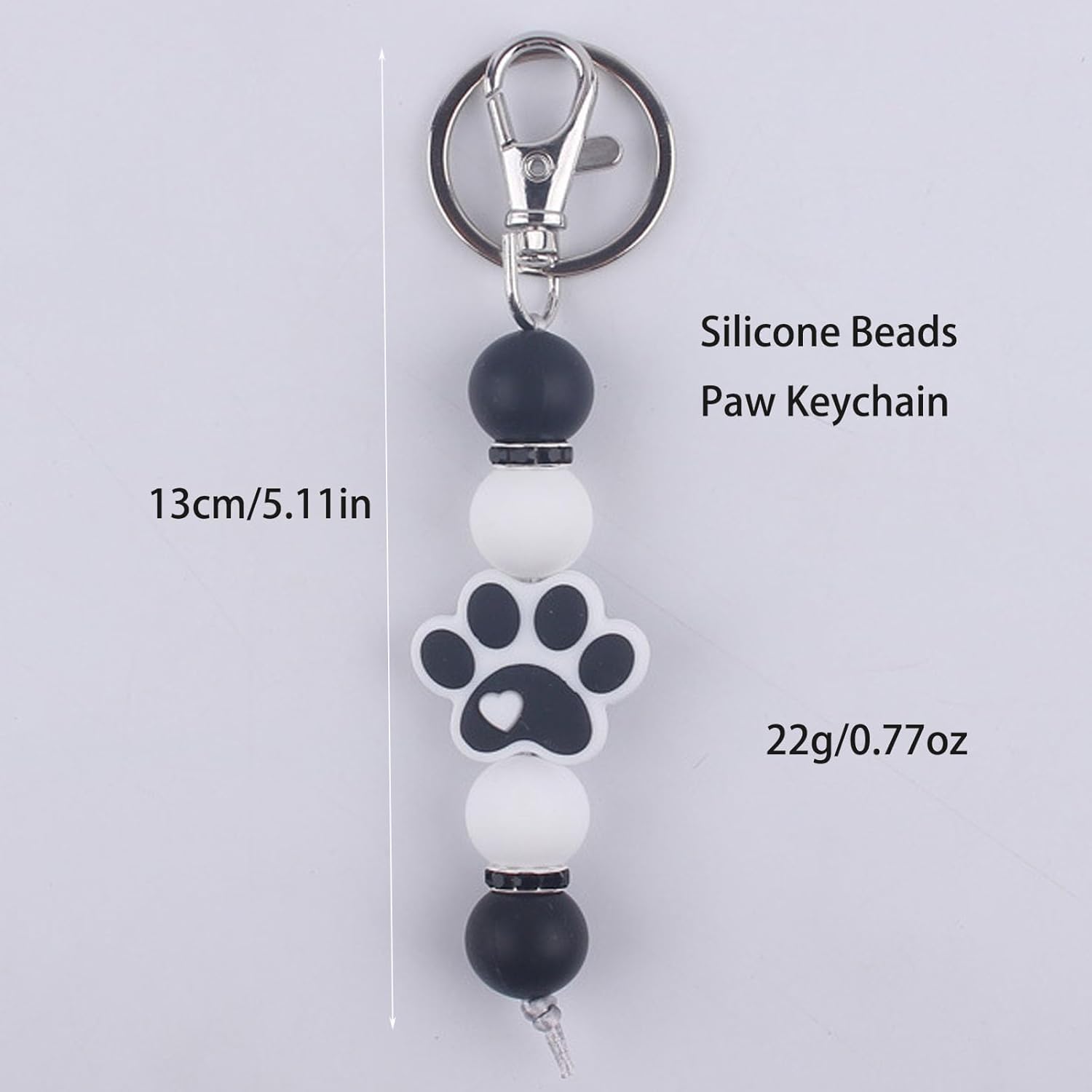 Silicone Bead Dog Paw Keychain Car Key Bag Accessories Charms for Women, Claw Keyring for Handbag Backpack Wallet - Image 3