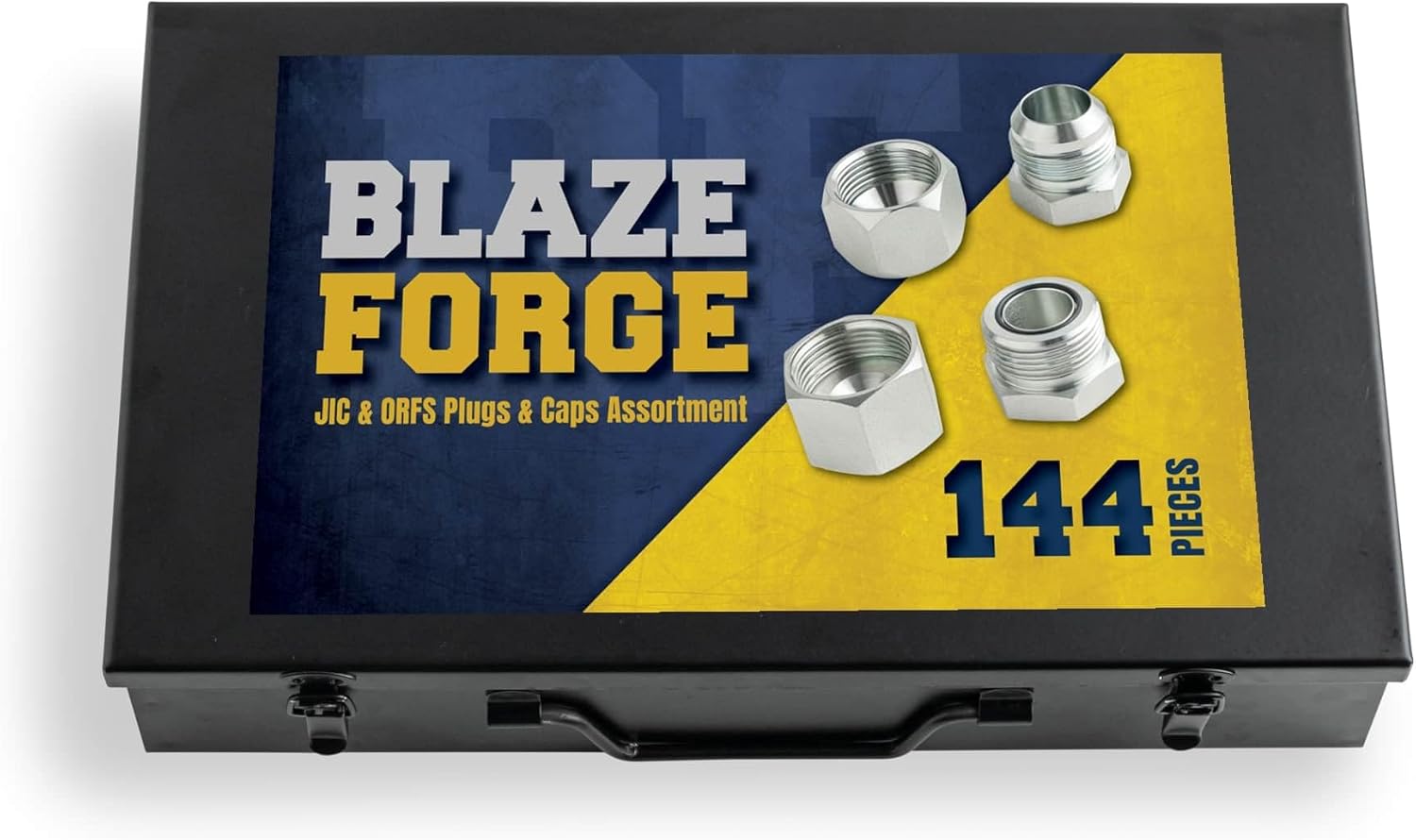 144 Pcs JIC & ORFS Cap and Plug Kit – Hydraulic Line Caps and Plugs Fitting Set, AN Flare & O Ring Seal Flat Face Adapters for Industrial Equipment, Hose & Tube Maintenance - Dash Sizes 4 6 8 10 12 16